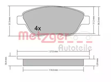 Комплект тормозных колодок, дисковый тормоз METZGER купить