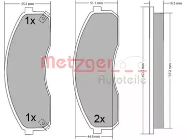 Комплект тормозных колодок, дисковый тормоз METZGER купить