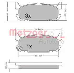Комплект тормозных колодок, дисковый тормоз METZGER купить