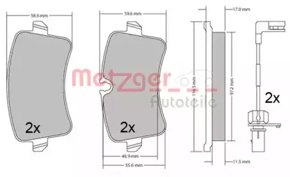Комплект тормозных колодок, дисковый тормоз METZGER купить